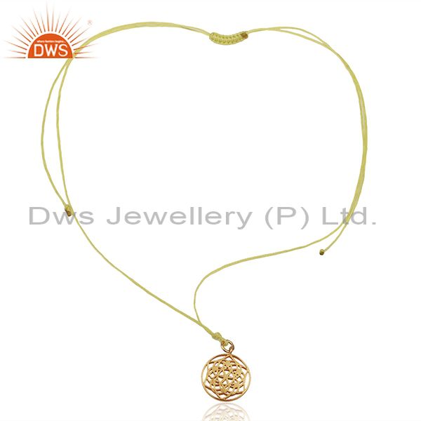 Exporter Flower of Life 925 Sterling Silver Yellow Silk thread Pendant And Necklace