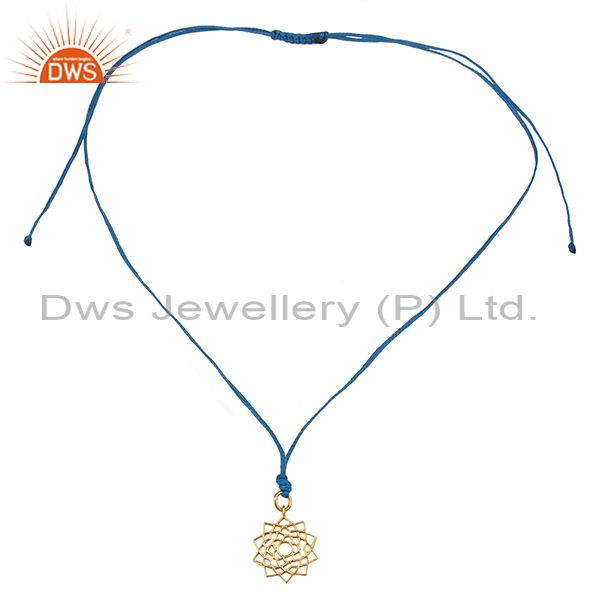 Exporter Sahasrara chakra 925 Sterling Silver Rose Gold Plated Blue Silk Thread Jewelry