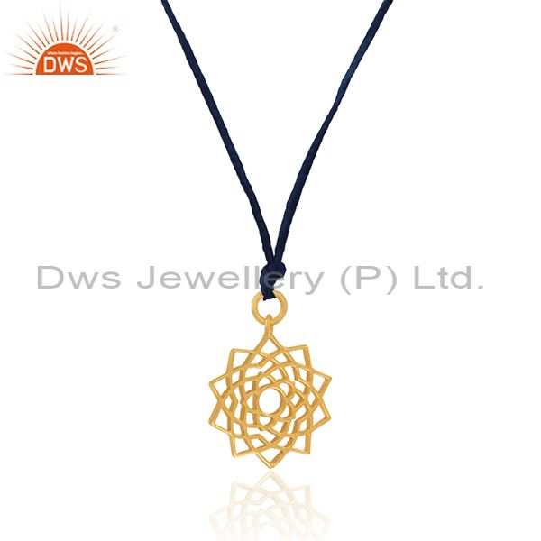 Exporter Designer Yellow Gold Plated 925 Sterling Plain Silver Pendant Supplier