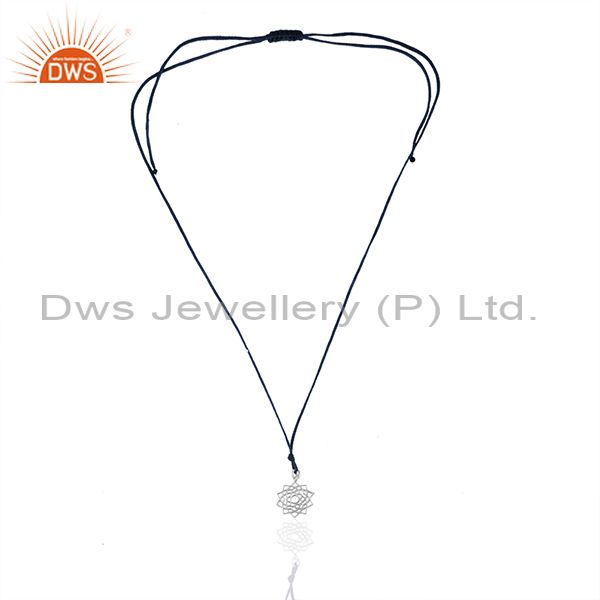 Exporter Dark Blue Cord White Sterling Silver Lucky Charm Pendant Manufacturers