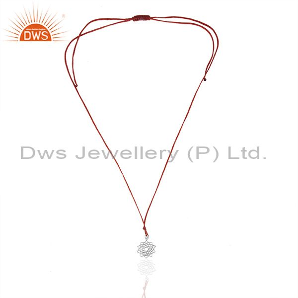 Exporter Indian Lucky Charm 925 Plain Silver Red Cord Unisex Pendant Wholesale