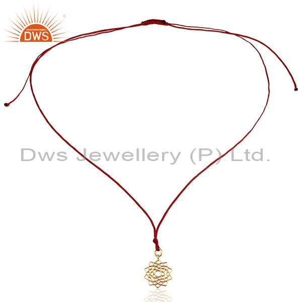 Exporter Sahasrara chakra 925 Sterling Silver Dark Red Silk Thread Wholesale Jewelry