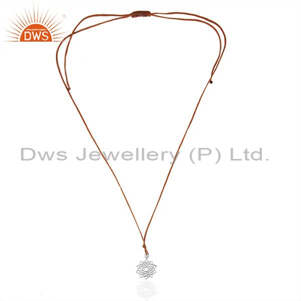 Exporter Lucky Traditional Charm Sterling Plain Silver Orange Cord Pendant
