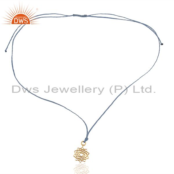Exporter Sahasrara chakra 925 Sterling Silver Sky Blue Silk Thread Pendant And Necklace