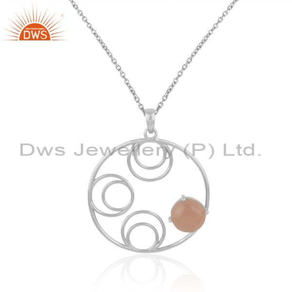 Supplier of Designer Rose Chalcedony Gemstone Fine Sterling Silver Chain Pendant