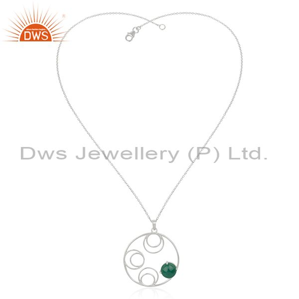 Supplier of Sterling Silver Green Onyx Gemstone Designer Chain Pendant Manufacturer India