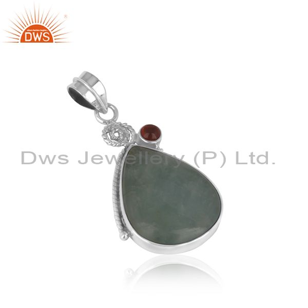 Exporter Garnet Aquamarine Gemstone Silver Oxidized Pendant Jewelry