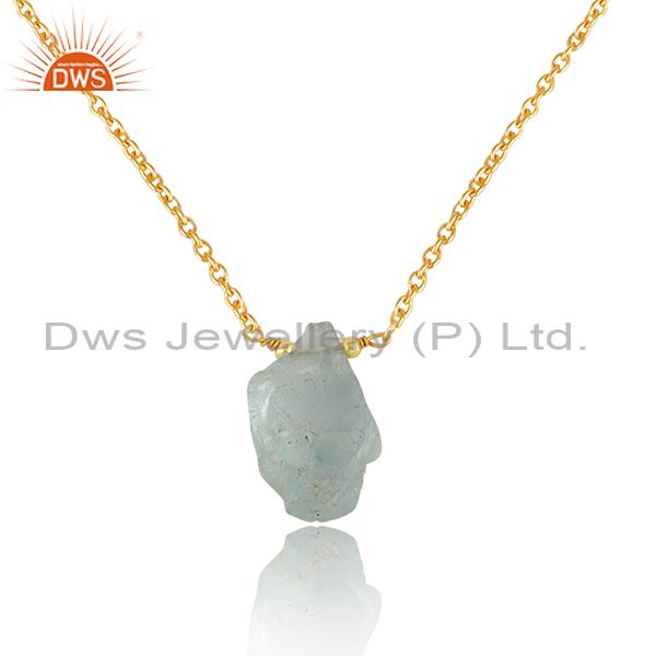 Wholesale Designer Gold Plated 925 Silver Aquamarine Gemstone Pendant