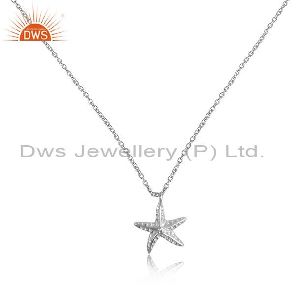 Sterling silver star design sterling fine silver chain pendant