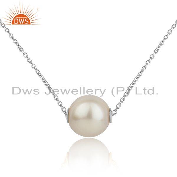 White rhodium plated 925 silver natural pearl gemstone pendants