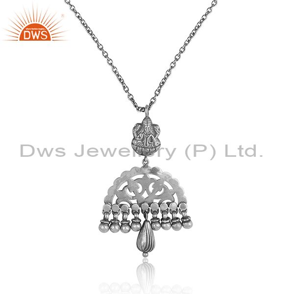 Designer goddess traditional necklace in oxidized silver 925