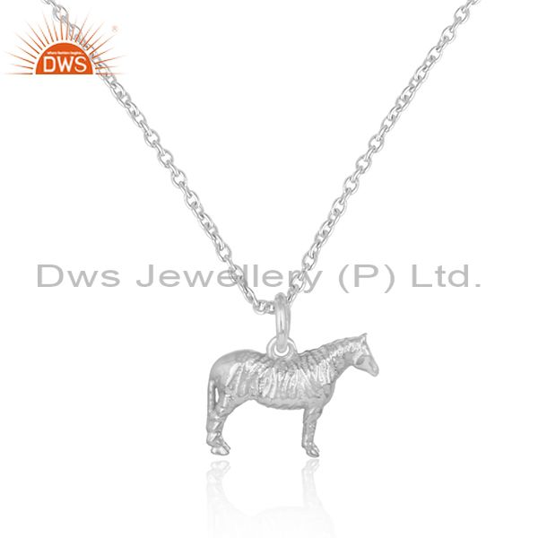 Designer dainty horse pendant necklace in sterling silver 925