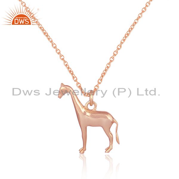 Designer giraffe rose gold over silver pendant