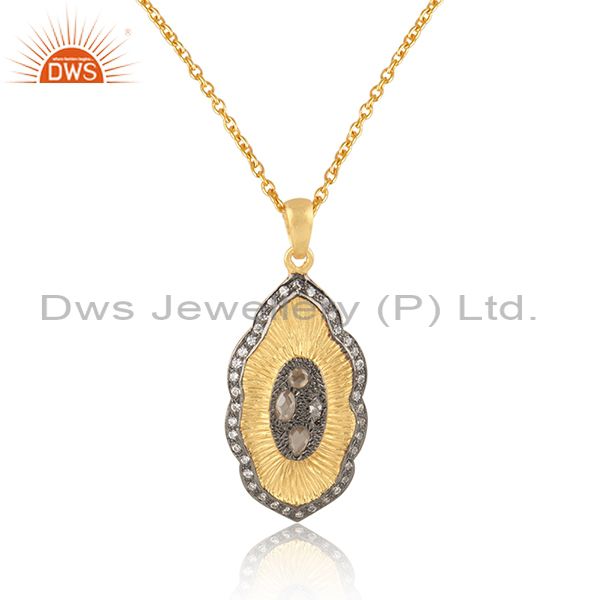 Traditional gold and black rhodium on silver cz necklace