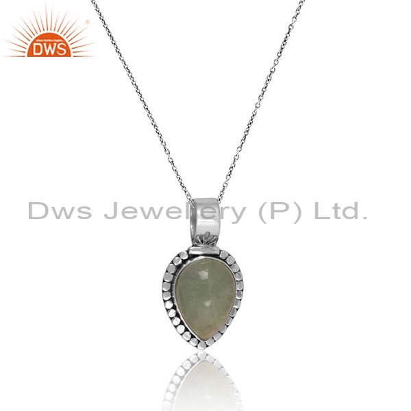 Silver Pendant And Necklace With Fluorite Pear Cut