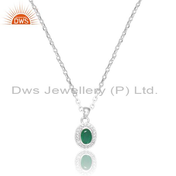 Handcrafted CZ Necklace with Doublet Zambian Emerald Quartz
