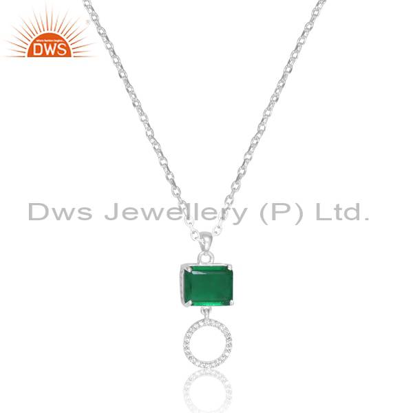 Gemstone Necklace: Doublet Zambian Emerald Quartz & CZ