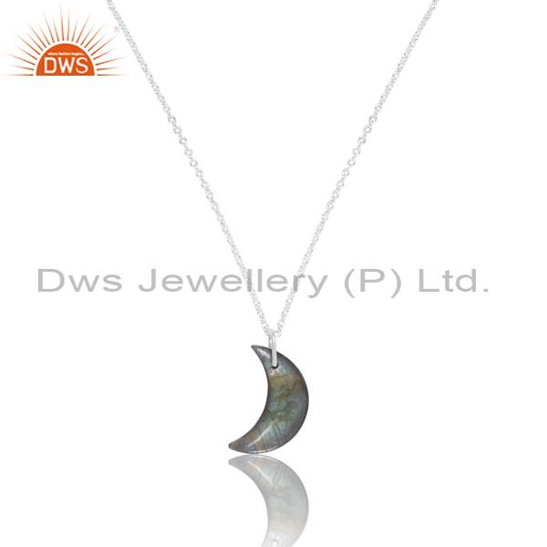 Exquisite Handcrafted Moon-Shaped Labradorite Necklace