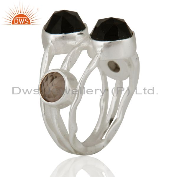 Exporter 925 Sterling Silver Natural Faceted Smoky Quartz Gemstone Ring