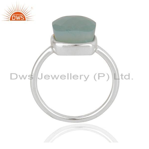 Exporter Aqua Chalcedony Gemstone Fine Sterling Silver Ring Manufacturer in India