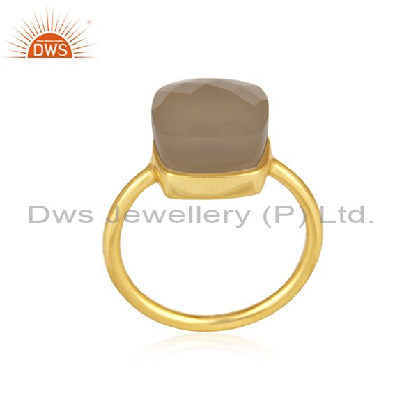 Exporter Crystal Quartz Gemstone 925 Silver Gold Plated Ring Manufacturer India