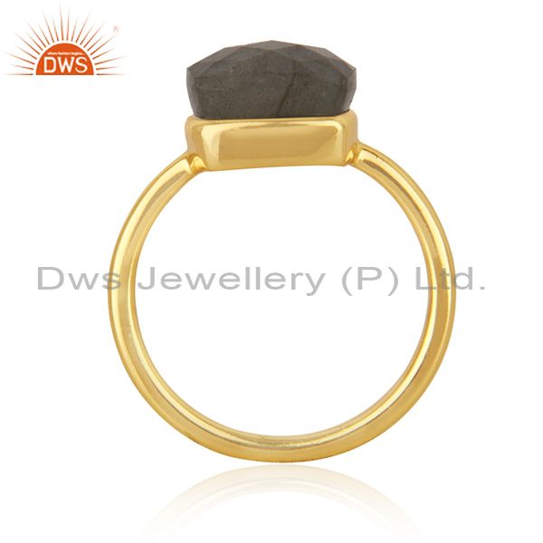 Exporter Labradorite Gemstone Gold Plated 925 Silver Handmade Ring Manufacturer Jaipur
