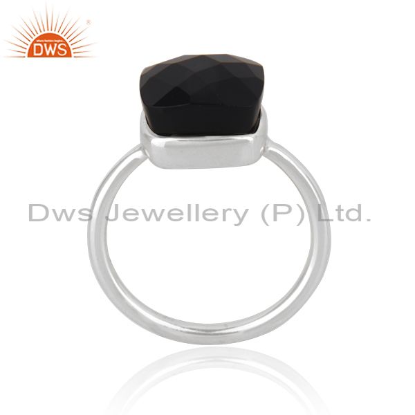 925 Sterling Silver Black Onyx Gemstone Stack Ring Jewellery