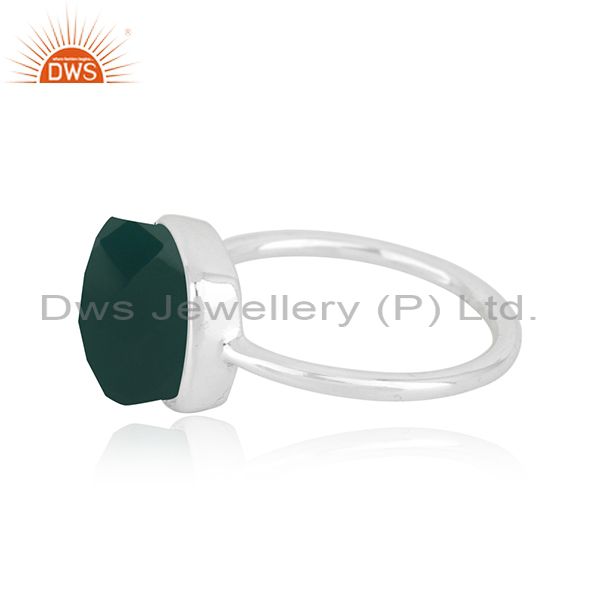 Exporter Handmade 925 Sterling Fine Silver Green Onyx Gemstone Ring Manufacturer in India