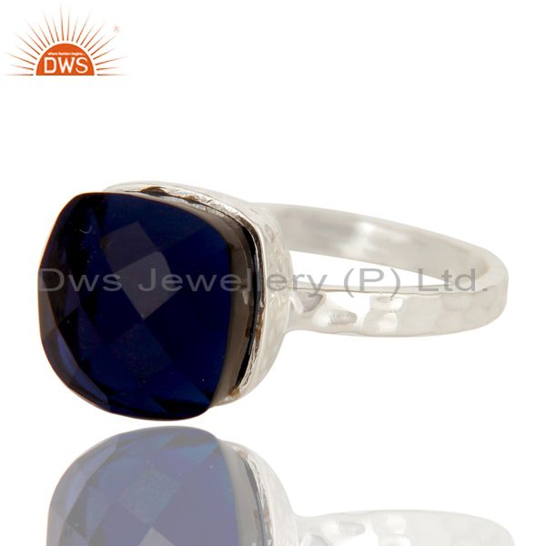 Exporter Handmade Solid Sterling Silver Blue Corundum Gemstone Bezel Set Ring