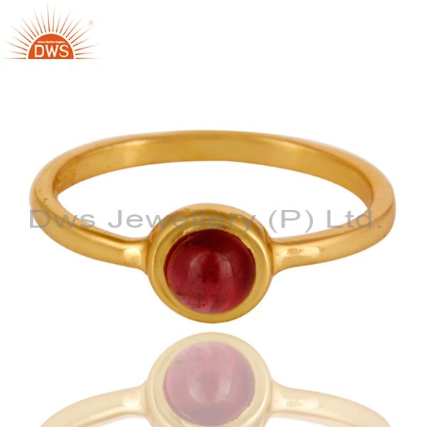 Exporter 14K Yellow Gold Plated Sterling Silver Garnet Gemstone Stacking Ring