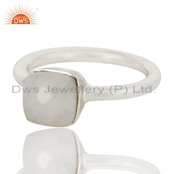 Exporter Handmade 925 Sterling Silver White Agate Gemstone Stackable Ring