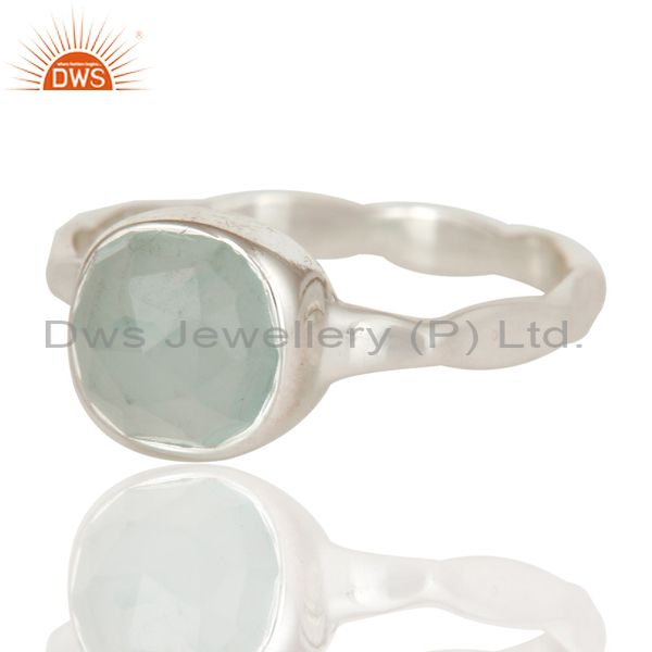 Aqua Chalcedony Solid Sterling Silver Stackable Ring