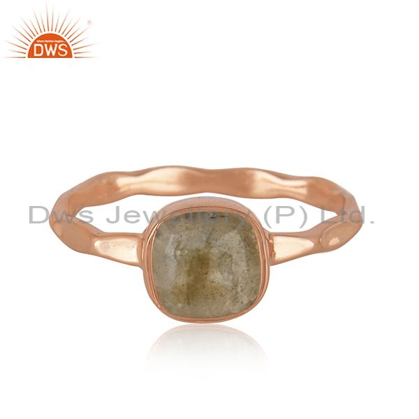 Exporter Handmade Sterling Silver Rose Gold Plated Labradorite Gemstone Ring Manufacturer