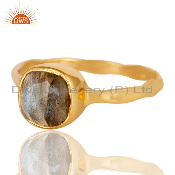 Exporter Natural Labradorite Sterling Silver 18K Yellow Gold Plated Stackable Ring