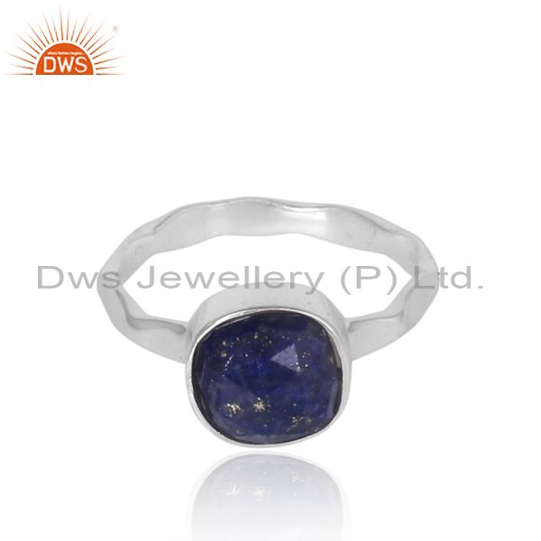 Exporter Natural Lapis Gemstone Handmade Sterling Silver Ring Jewelry For Girls