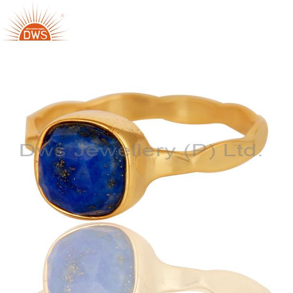 Exporter Sterling Silver Lapis Lazuli 18K Yellow Gold Plated Stackable Ring Hamdmade Ring