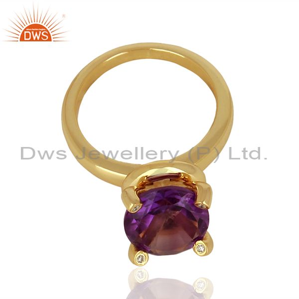 Exporter Amethyst And CZ Stackable 925 Sterling Silver Ring Gemstone Jewelry