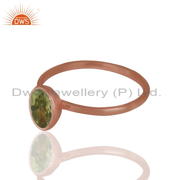 Exporter Peridot 925 Sterling Silver Rose Gold Plated Stack Rings Gemstone Jewellery