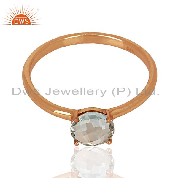 Exporter Blue Topaz 925 Sterling Silver Rose Gold Plated  Ring Gemstone Jewellery