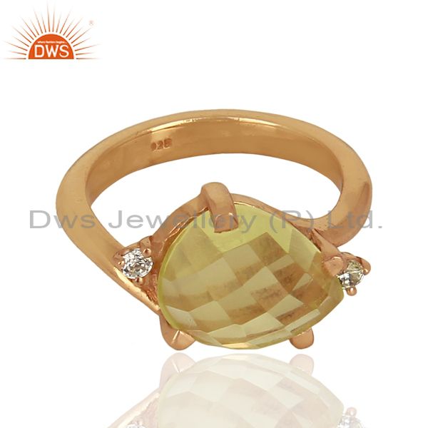 Exporter Green Gold Gemstone Sterling Silver Rose Gold Plated Ring Gemstone Jewellery