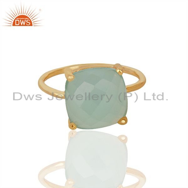 Exporter Aqua Chalcedony Gemstone 925 Solid Silver Stackable Rings Wholesale