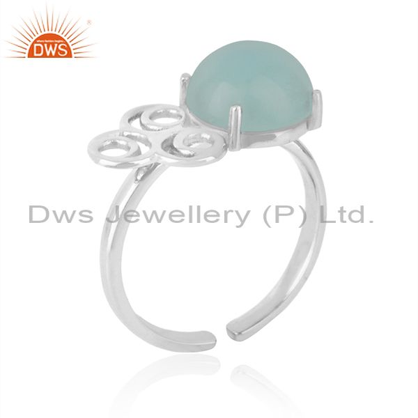 Supplier of Solid 925 Sterling Silver Chalcedony Gemstone Rings Manufacturers