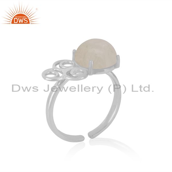 Supplier of Rainbow Moonstone Fine Sterling Silver Designer Ring Manufacturer India