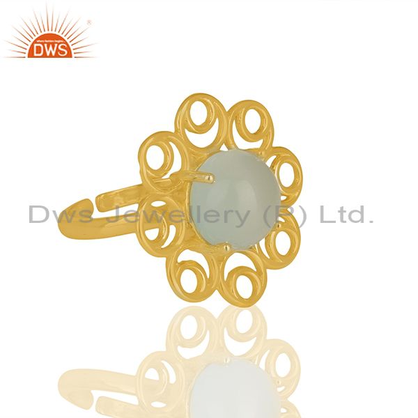 Manufacturer of Solid 925 Silver Yellow Gold Plated Gemstone Cocktail Rings Jewelry