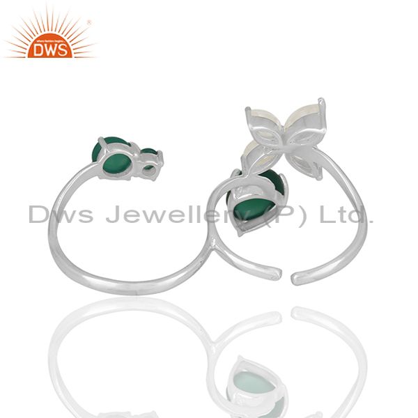 Exporter Multi Finger Rings With Solid Stelring Silver Multi Gemstone Jewelry
