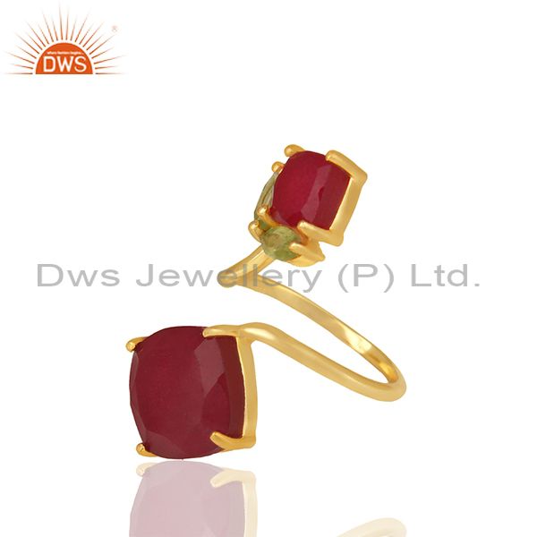 Exporter Customized Multi Gemstone 925 Silver Gold Plated Rings Jewelry
