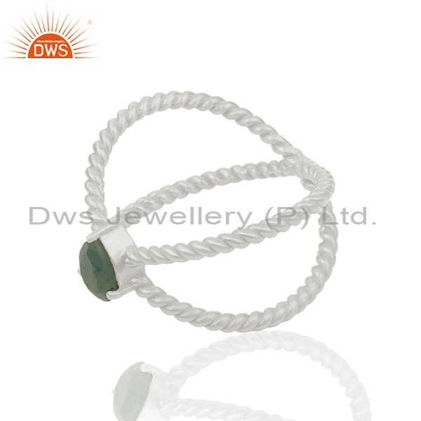 Exporter Natural Emerald Gemstone 925 Silver Cross Design Ring Manufacturer