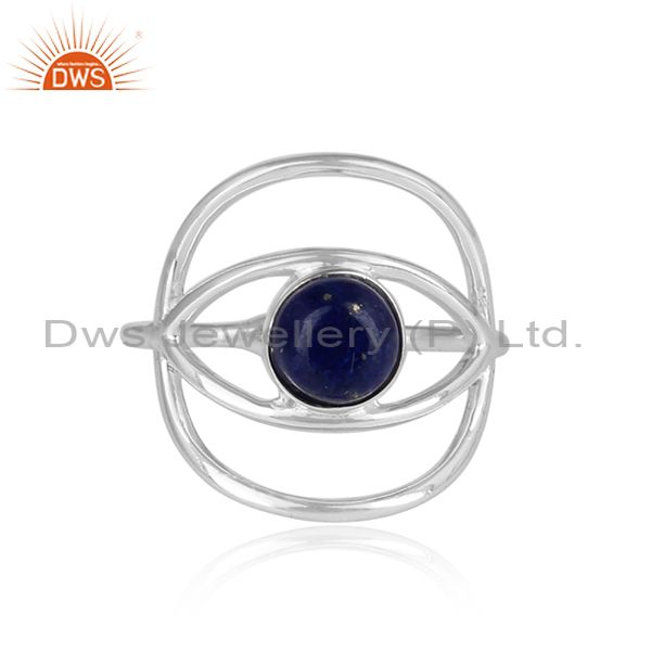 Exporter New Stylish Eye Design 925 Silver Lapis Blue Gemstone Ring Wholesale