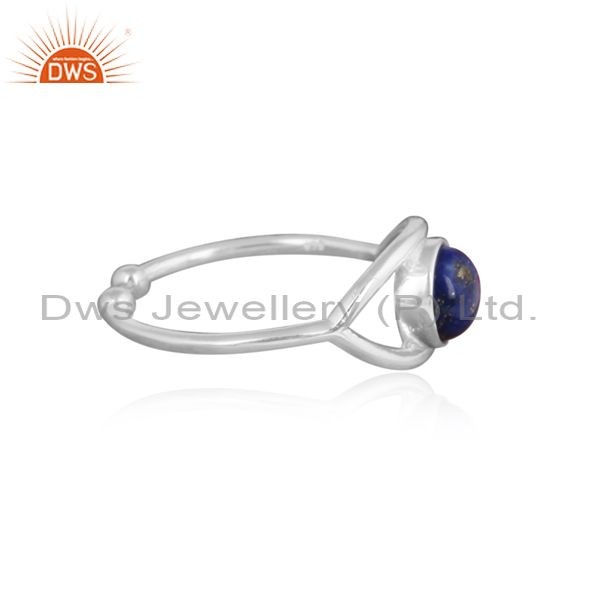 Exporter Fine Sterling Silver Evil Eye Design Lapis Lazuli Gemstone Ring Wholesale