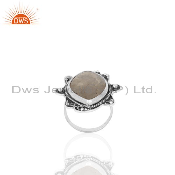 Exporter Oxidized 925 Silver Rainbow Moonstone Womens Rings Custom Jewelry Manufacturer
